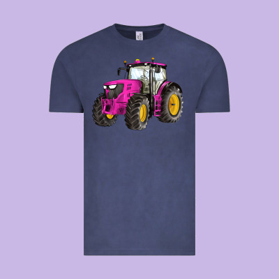 Western Farm Tractor Pink Vintage Tee Designed By Artiststas