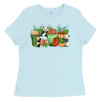 Baby Blue panda coffee cups Ladies Tee - Zillion Design Studio