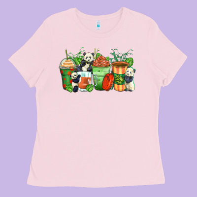 Panda Coffee Cups Ladies Tee Designed By Zillion Design Studio