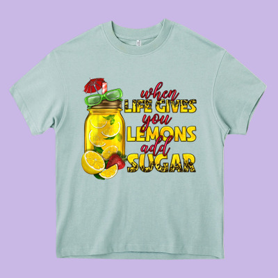 When Life Gives You Lemons Add Sugar Heavy Core Tee Designed By Texasbilliewilder