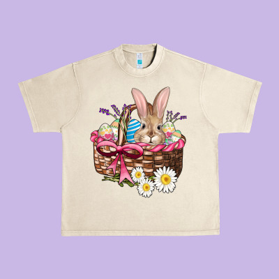 Easter Bunny And Basket Urban Heavy Tee Designed By Adodesignshop