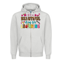 Dove Grey its a beautiful day for learning Zipper Hoodie - NancyCooperArtShop