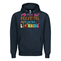 Navy its a beautiful day for learning Zipper Hoodie - NancyCooperArtShop