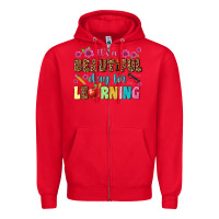 Red its a beautiful day for learning Zipper Hoodie - NancyCooperArtShop