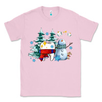 Bubblegum Pink dental christmas teeth and winter with snowman Classic Tee - AdoDesignShop