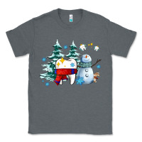 Charcoal Heather dental christmas teeth and winter with snowman Classic Tee - AdoDesignShop