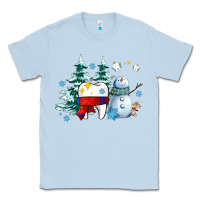 Dusty Blue dental christmas teeth and winter with snowman Classic Tee - AdoDesignShop