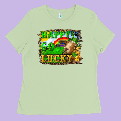 Ladies Tee Happy Go Lucky Goat
