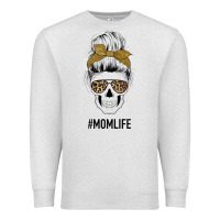 Oatmeal Heather Glitter Patterned Leopard Mom Skull Premium Sweatshirt - Bettercallsaul