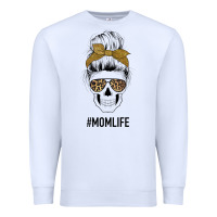 White Glitter Patterned Leopard Mom Skull Premium Sweatshirt - Bettercallsaul