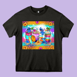 Stitch Summer Coffee Cups Heavy Core Tee Designed By Zillion Design Studio