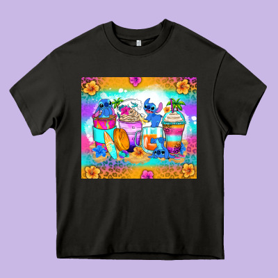 Stitch Summer Coffee Cups Heavy Core Tee Designed By Zillion Design Studio