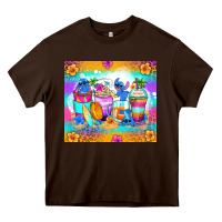 Chocolate Brown stitch summer coffee cups Heavy Core Tee - Zillion Design Studio