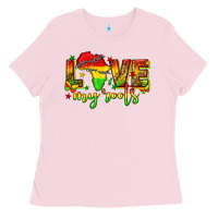 Bubblegum Pink love my roots juneteenth Ladies Tee - texasbilliewilder