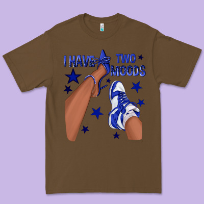 I Have Two Moods Royal Blue Sneakers Afro Girl Premium Tee Designed By Texasbilliewilder
