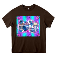 Chocolate Brown stitch coffee cups Heavy Core Tee - Zillion Design Studio