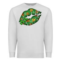 Dove Grey Green and Leopard Patterned Irish Day Lips Premium Sweatshirt - Bettercallsaul