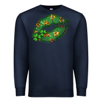 Navy Green and Leopard Patterned Irish Day Lips Premium Sweatshirt - Bettercallsaul