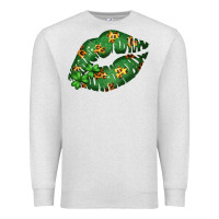 Oatmeal Heather Green and Leopard Patterned Irish Day Lips Premium Sweatshirt - Bettercallsaul