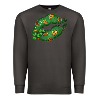Smoke Green and Leopard Patterned Irish Day Lips Premium Sweatshirt - Bettercallsaul