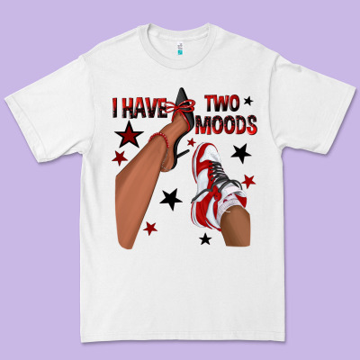 I Have Two Moods Black And Red Sneakers Afro Girl Premium Tee Designed By Texasbilliewilder