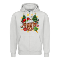 Dove Grey Christmas highland cow Zipper Hoodie - MaliasSmallBusiness