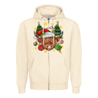 Sandshell Christmas highland cow Zipper Hoodie - MaliasSmallBusiness