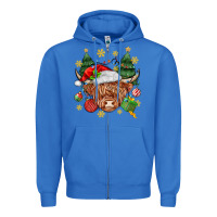 True Royal Christmas highland cow Zipper Hoodie - MaliasSmallBusiness