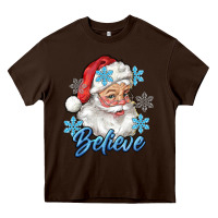 Chocolate Brown santa blue believe Heavy Core Tee - RanaPortraitStore