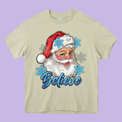 Santa Blue Believe Heavy Core Tee Designed By Ranaportraitstore