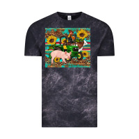 Cloud Black western farm tractor pig rooster cow sunflowers Vintage Tee - Artiststas