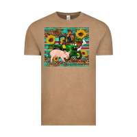Vintage Coffee western farm tractor pig rooster cow sunflowers Vintage Tee - Artiststas