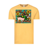 Vintage Mustard western farm tractor pig rooster cow sunflowers Vintage Tee - Artiststas