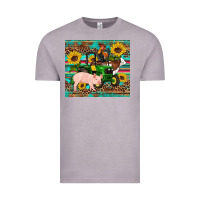 Vintage Zinc western farm tractor pig rooster cow sunflowers Vintage Tee - Artiststas