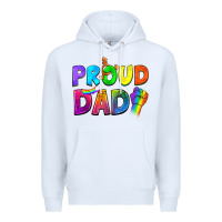 White Proud Dad Premium Hoodie - NancyCooperArtShop