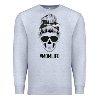 Heather Grey Black Glitter Cowhide Patterned Mom Skull Premium Sweatshirt - Bettercallsaul
