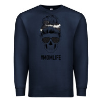 Navy Black Glitter Cowhide Patterned Mom Skull Premium Sweatshirt - Bettercallsaul