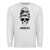 Oatmeal Heather Black Glitter Cowhide Patterned Mom Skull Premium Sweatshirt - Bettercallsaul