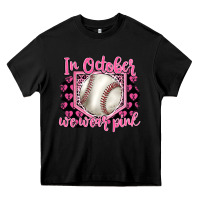 Black in october we wear pink baseball Heavy Core Tee - BarkalooDesign