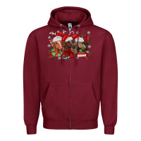 Burgundy christmas horses Zipper Hoodie - MaliasSmallBusiness