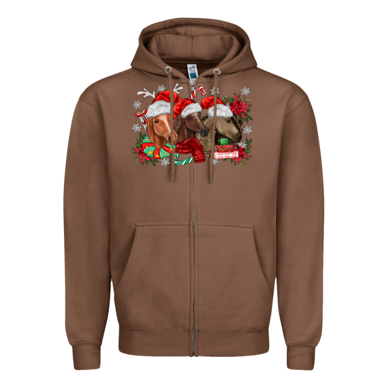 Christmas Horses Zipper Hoodie by MaliasSmallBusiness | Teevron