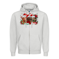 Dove Grey christmas horses Zipper Hoodie - MaliasSmallBusiness