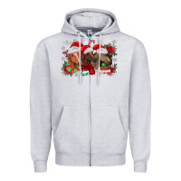 Heather Grey christmas horses Zipper Hoodie - MaliasSmallBusiness