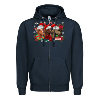 Navy christmas horses Zipper Hoodie - MaliasSmallBusiness