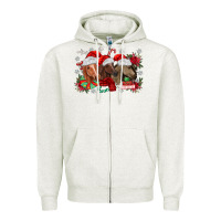 Oatmeal Heather christmas horses Zipper Hoodie - MaliasSmallBusiness