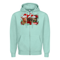 Seafoam christmas horses Zipper Hoodie - MaliasSmallBusiness