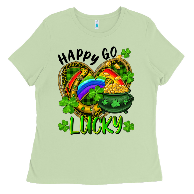 Happy Go Lucky Pot Of Gold And Rainbow Heart Ladies Tee by RanaPortraitStore | Teevron