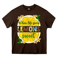 Chocolate Brown when life gives lemons sweet Heavy Core Tee - texasbilliewilder