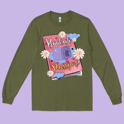 Bookish Passport Long Sleeve Tee Designed By Maliassmallbusiness