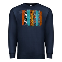 Navy Western Leopard Glitter Aztec Cowhide Pattern Brushstroke Premium Sweatshirt - Bettercallsaul